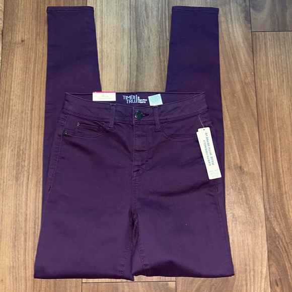 New! Time & Tru High Rise Purple Skinny Jeans/Jeggings Size 2 Tall - Picture 6 of 9